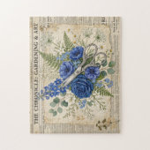 Vintage Blumen- und Silberschere-Kollage Puzzle (Vertikal)