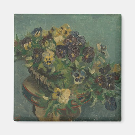 Vintage Blumen Van Gogh Stiefmütterchen-Korb Magnet (Vorne)