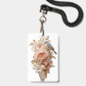 Vintage-Blumen-Vogel-Abzeichen* Ausweis (Vorderseite mit Lanyard)