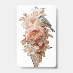 Vintage-Blumen-Vogel-Abzeichen* Ausweis