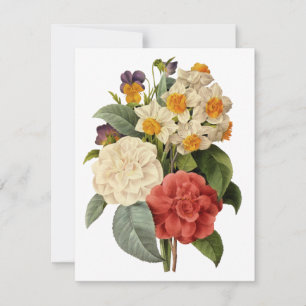 Vintage-Blumen von Pierre Redoute, Termin vormerke Einladung