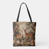 Vintage-Blumen-Wald-Hirsch Tasche (Rückseite)