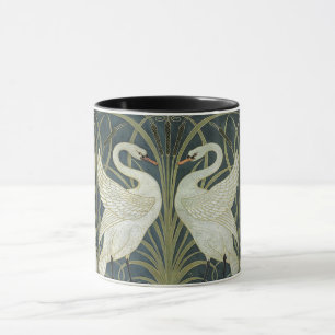 Vintage-Blumen Walter Crane Schwan Grüne Schwertli Tasse