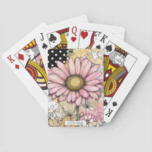 Vintage-Blumen-Wasserfarbe-Polka-Punkt-Kunst (5) Spielkarten