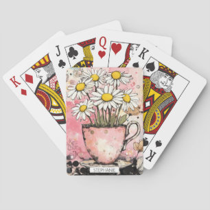 Vintage-Blumen-Wasserfarbe-Polka-Punkt-Kunst (6) Spielkarten