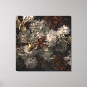 Vintage Blumen Weiß und Rost Hydrangea Botanisch Leinwanddruck