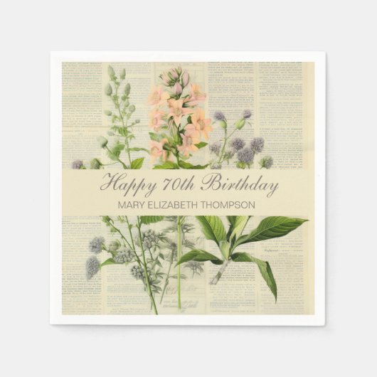 Vintage-Blumen zum 80. Geburtstag Serviette (Vorderseite)