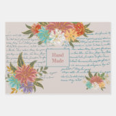 Vintage Blumenantik Botanische Schrift Geschenkpapier Set (Vorderseite 2)