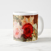 Vintage Blumenantike Rose Blume Stillleben Kunst Jumbo-Tasse (Vorderseite Rechts)