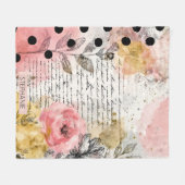 Vintage Blumenaquarell-Script-Polka-Dot-Kunst (5) Fleecedecke (Vorderseite (Horizontal))