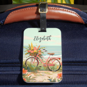 Vintage Blumenaquarell Tropischer Strandfahrrad Gepäckanhänger