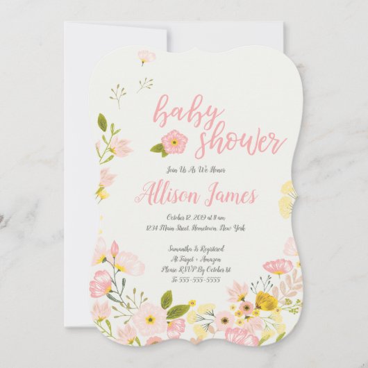 Vintage Blumenbaby-Duschen-Einladung Einladung (Vorderseite)