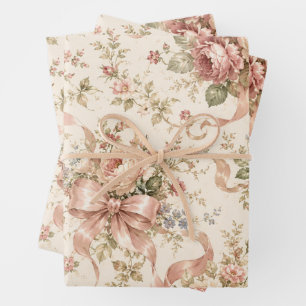 Vintage-Blumenband-Muster-Geschenkpapier Geschenkpapier Set
