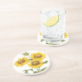 Vintage Blumenblanket Blume Sonnenblumen von Redou Sandstein Untersetzer (Seite)