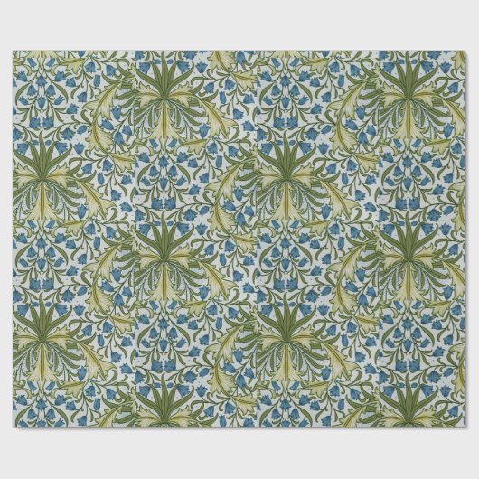 Vintage Blumenblättern Blume Harebell Blue Geschenkpapier (Flach)