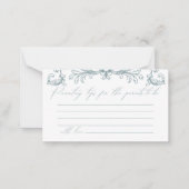 Vintage Blumenblauer Babydusche Kinderbetreuung Ti Mitteilungskarte (Vorderseite)