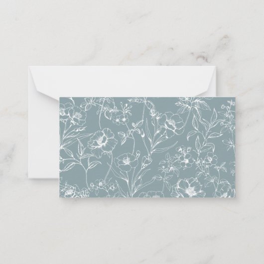 Vintage Blumenblauer Babydusche Kinderbetreuung Ti Mitteilungskarte (Rückseite)