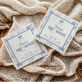 Vintage Blumenblauer Ornament Babydusche Napkins Serviette