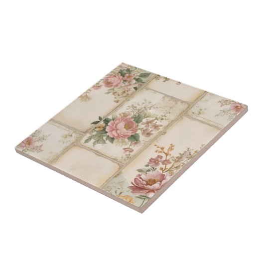 Vintage Blumenblöcke Fliese (Seite)