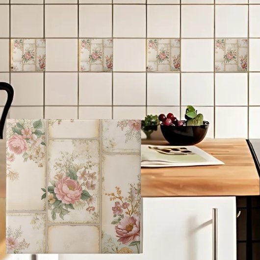 Vintage Blumenblöcke Fliese