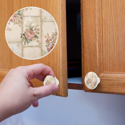 Vintage Blumenblöcke Keramikknauf