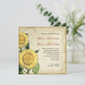 Vintage Blumenblumen - Hochzeit im Herbst Herbst Einladung (Stehend Vorderseite)