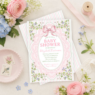 Vintage Blumenblüten und Spitze Baby Shower Einladung