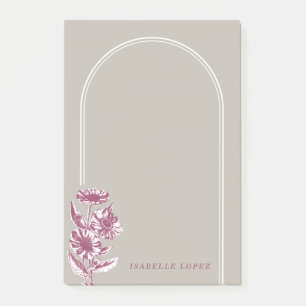 Vintage-Blumenbogen-Haftnotizblock - Grau Post-it Klebezettel