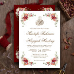 Vintage Blumenbouquet Border Islamische Hochzeit Einladung<br><div class="desc">Erleben Sie Ihren Gast mit dieser eleganten Hochzeitseinladung mit einer schönen Blumengrenze und "Bismillah" in arabischer Kalligraphie auf weißem Hintergrund. Fügen Sie einfach Ihre Veranstaltungsdetails zu dieser einfach zu bedienenden Vorlage hinzu,  um sie zu einer einmaligen Einladung zu machen.</div>