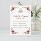 Vintage Blumenbouquet Border Islamische Hochzeit RSVP Karte (Stehend Vorderseite)