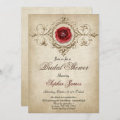 Vintage Blumenbraun-Dusche Einladung (Vorne/Hinten)