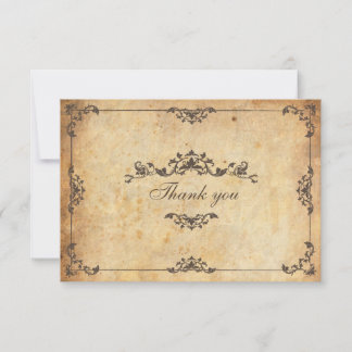 Vintage Blumenbraun Hochzeit Dankeschön-Karte Dankeskarte