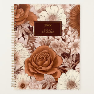Vintage Blumenbraun Mauve Creme Blume Blüten Planer