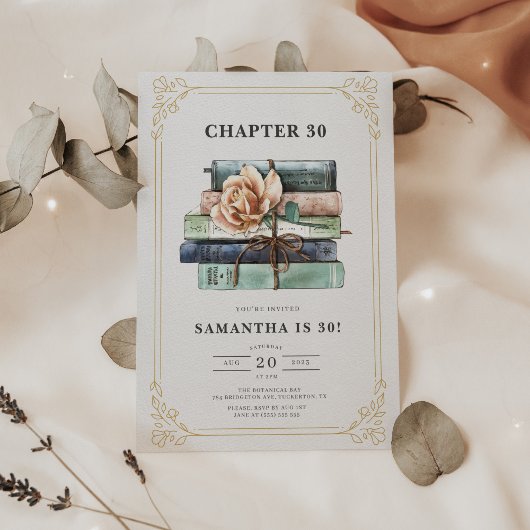 Vintage Blumenbücher zum 30. Geburtstag Einladung