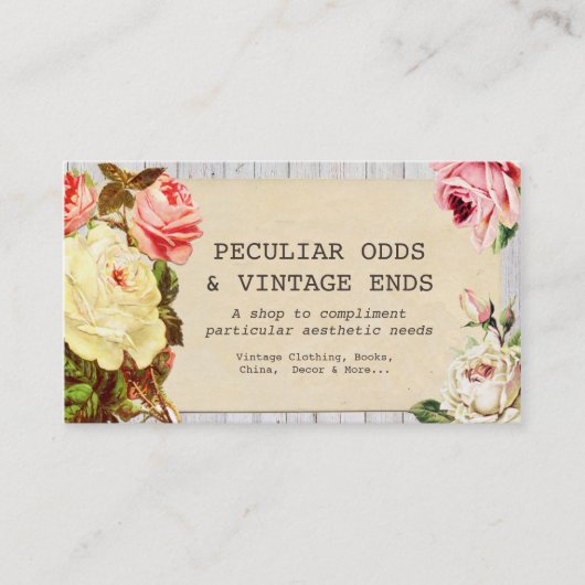 Vintage Blumenchic-Geschäfts-Karte Visitenkarte (Vorderseite)