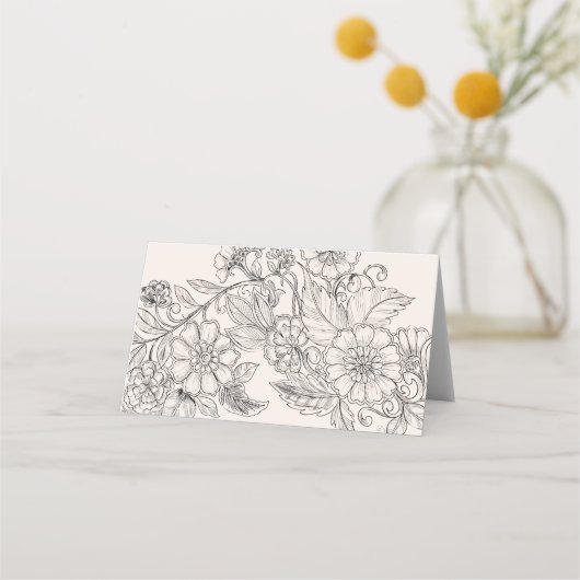 Vintage Blumencreme-Hochzeit Platzkarte (Rückseite)