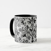 Vintage BlumenDamaske Etwas auf grungy grau Tasse (Vorderseite Links)