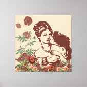 Vintage Blumendame Leinwanddruck (Vorderseite)