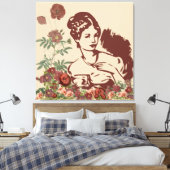 Vintage Blumendame Leinwanddruck (Insitu (Schlafzimmer))