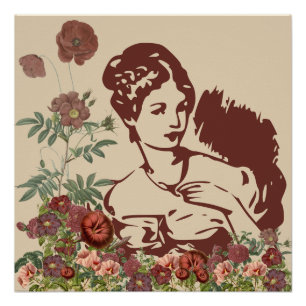 Vintage Blumendame Poster