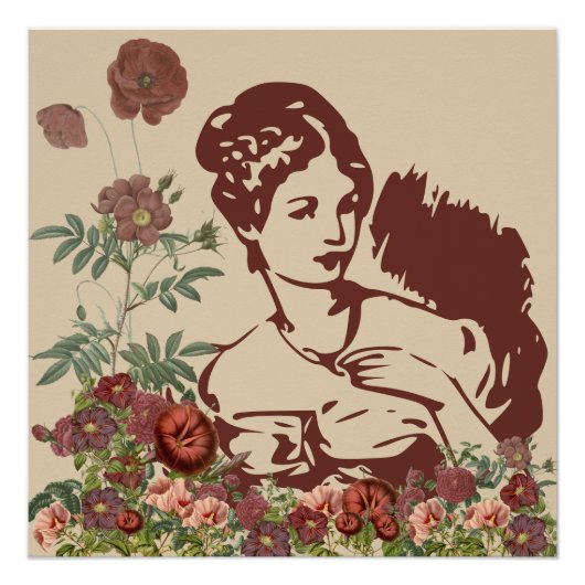 Vintage Blumendame Poster (Vorderseite)