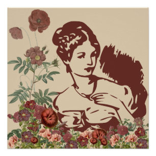 Vintage Blumendame Poster