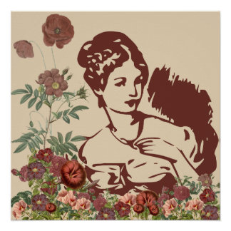 Vintage Blumendame Poster