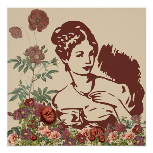 Vintage Blumendame Poster (Vorderseite)