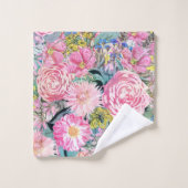 Vintage Blumendarstellung in Wasserfarben Badhandtuch Set (Waschlappen)