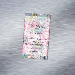 Vintage Blumendarstellung in Wasserfarben Magnetische Visitenkarte
