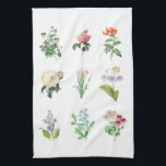 Vintage Blumendarstellung Minimalistisch Botanisch Geschirrtuch<br><div class="desc">Dieses stilvolle Küchentuch verfügt über eine Sammlung Vintager Blumenbilder.</div>