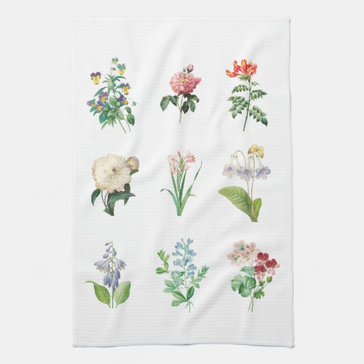 Vintage Blumendarstellung Minimalistisch Botanisch Geschirrtuch (Vertikal)