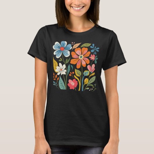 Vintage Blumendarstellung - Retro-Blume T-Shirt (Vorderseite)