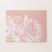 Vintage Blumendarstellung Rosa Rosa Botanisch Puzzle (Horizontal)